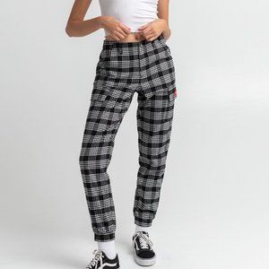 Dickies Black and White Plaid Utility Cargo Jogger Pant